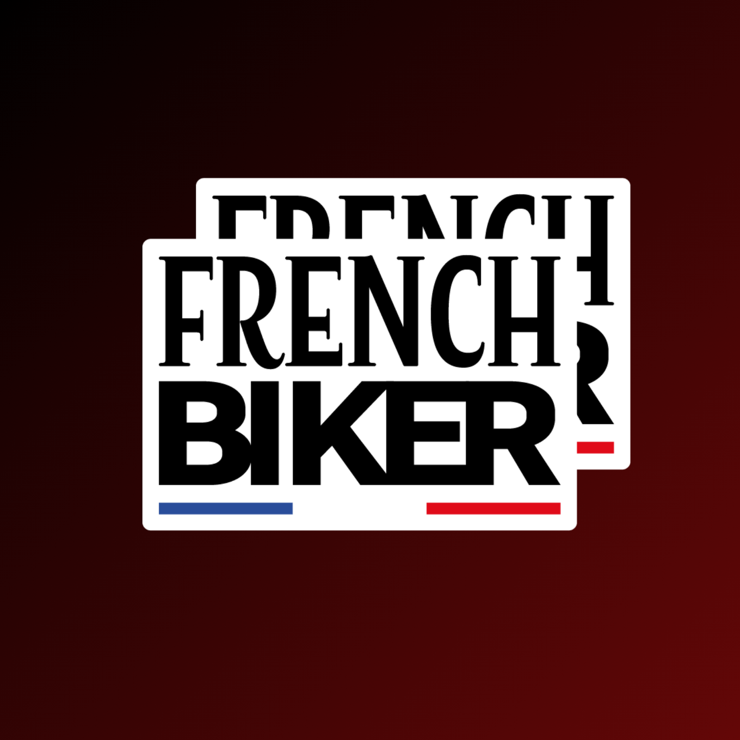 2 Stickers FRENCH BIKER WHITE